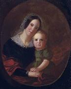 George Caleb Bingham Mrs George Caleb Bingham (Sarah Elizabeth Hutchison) and son, Newton Spain oil painting artist